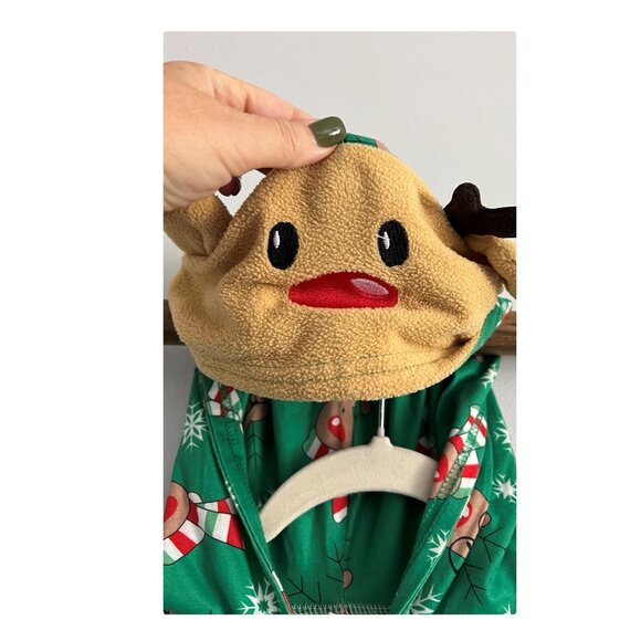 Matching Family Pajamas Reindeer Antler Zipper Onesie GREEN SZ S / MOM - Picture 4 of 11